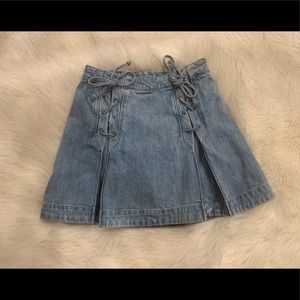 Free People Pleated Denim Skirt